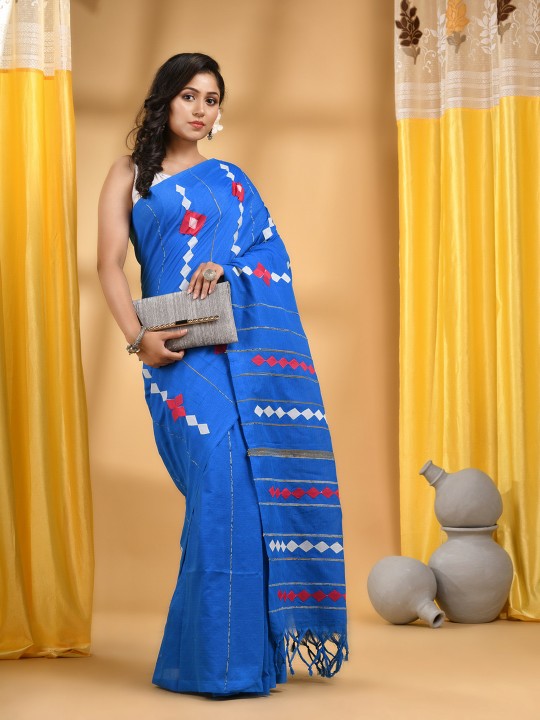 DESH BIDESH Pure Cotton Applique Taant Saree