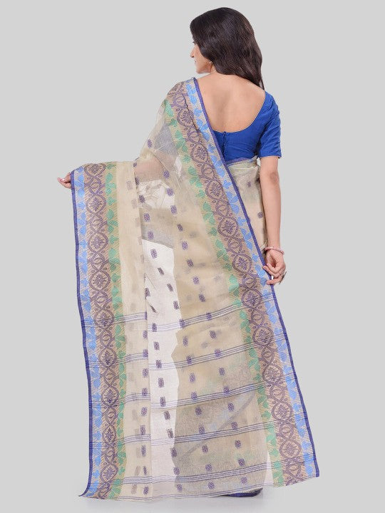DESH BIDESH Floral Woven Design Pure Cotton Tant Saree