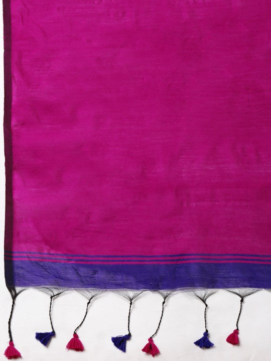 Elegant Dual-Tone Cotton Silk Saree with Unstitched Blouse Piece for Women