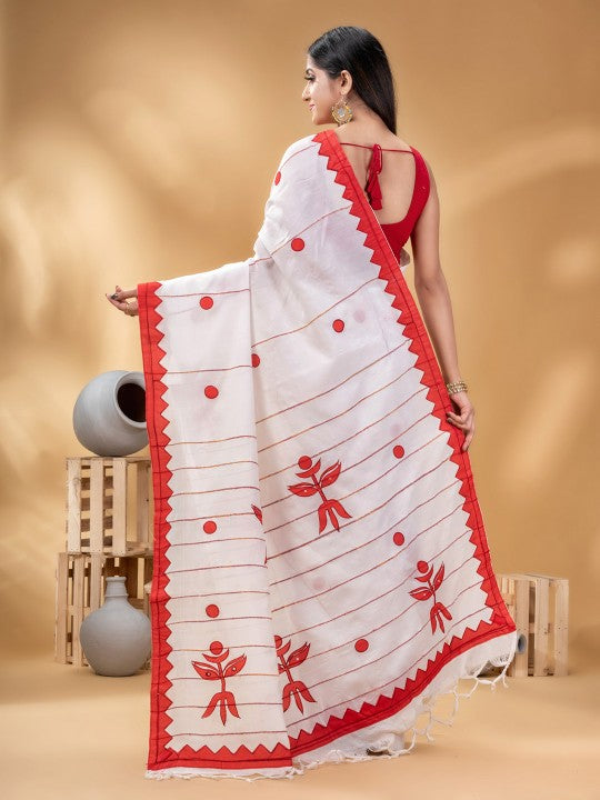 DESH BIDESH Geometric Woven Design Pure Cotton Taant Saree