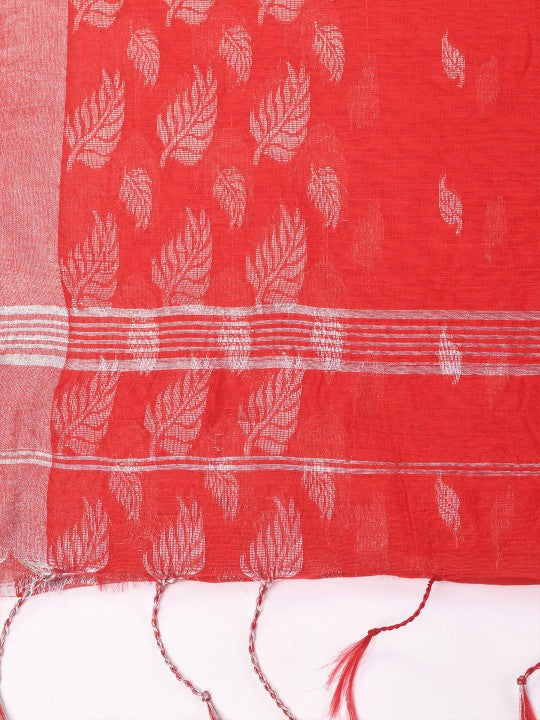 DESH BIDESH Ethnic Motifs Woven Design Zari Silk Cotton Ready To Wear Taant Saree