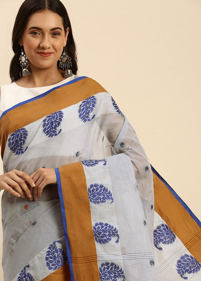DESH BIDESH Woven Design Pure Cotton Taant Saree