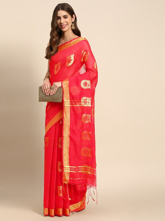 DESH BIDESH Ethnic Motifs Zari Taant Saree