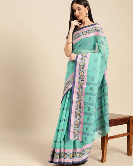 DESH BIDESH Ethnic Motifs Pure Cotton Taant Saree