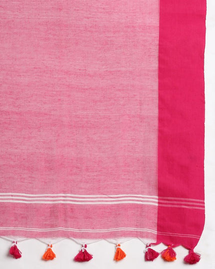 DESH BIDESH Solid Pure Cotton Tassel Design Taant Saree