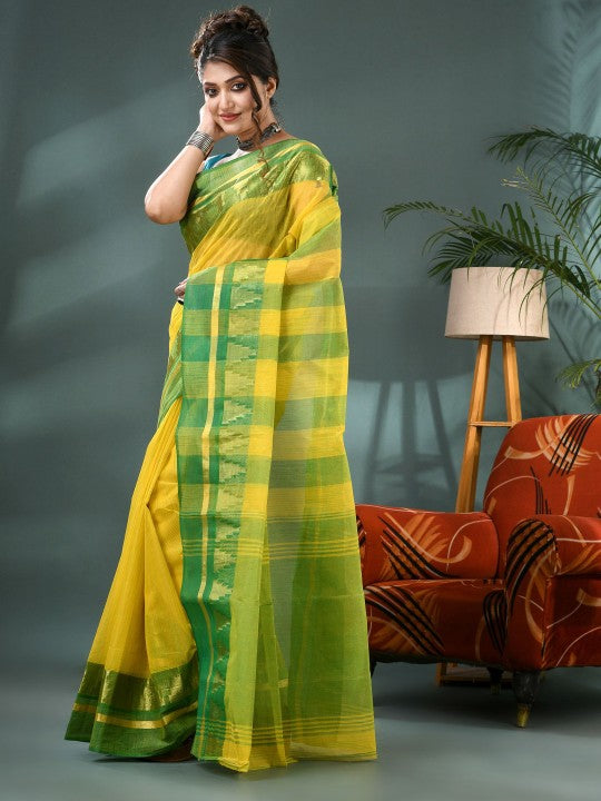 DESH BIDESH Bandhani Zari Pure Cotton Taant Saree