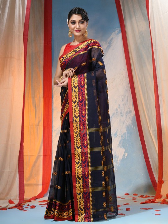 DESH BIDESH Stylish Woven Design Pure Cotton Saree with Elegant Border