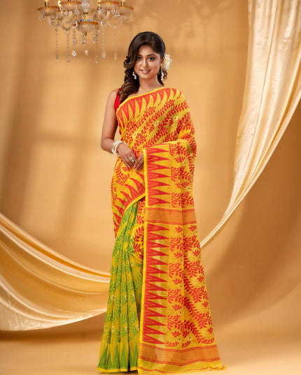 Exquisite Woven Pure Cotton Jamdani Saree for Women - Traditional Indian Attire