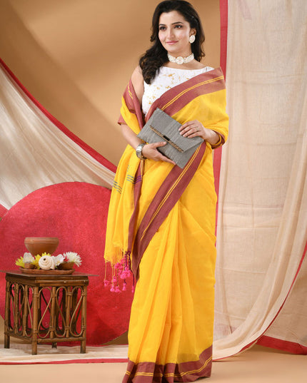DESH BIDESH Pure Cotton Saree With Blouse Piece