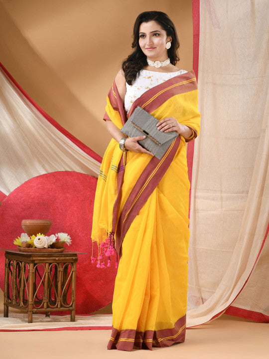 DESH BIDESH Pure Cotton Saree With Blouse Piece