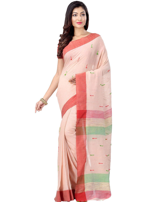 DESH BIDESH Woven Design Zari Pure Cotton Handloom Taant Saree