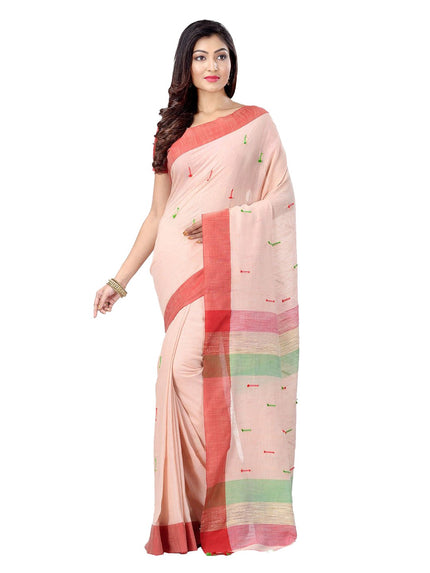 DESH BIDESH Woven Design Zari Pure Cotton Handloom Taant Saree