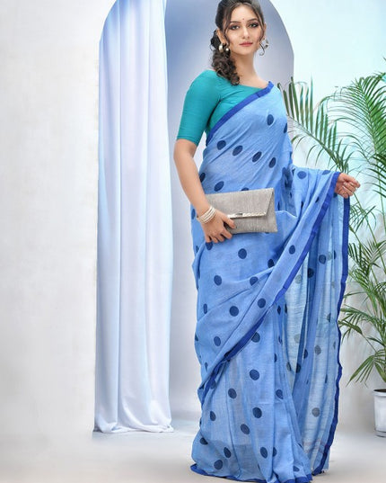 DESH BIDESH Polka Dot Pure Cotton Saree