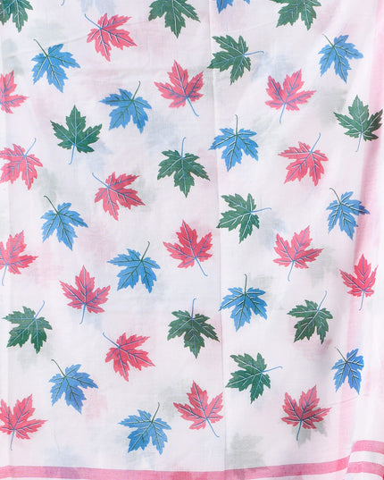 Women cotton handloom mulmul cotton sarees mul cotton sarees for women latest, Patta e Ishq design batik print bandhani malmal linen office daily, party, wear sarees for women (White)