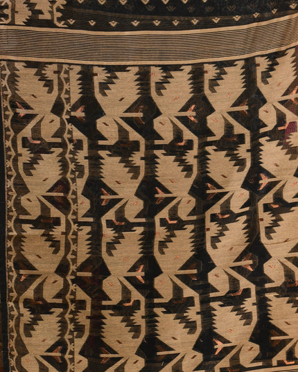 Women's Cotton silk handloom cotton jamdani sarees for women golden party, wear saree latest, Ragini design new, collection tant cotton linen dhakai muslin sarees for women (Black Golden)