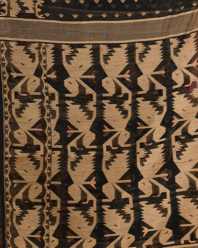 Women's Cotton silk handloom cotton jamdani sarees for women golden party, wear saree latest, Ragini design new, collection tant cotton linen dhakai muslin sarees for women (Black Golden)