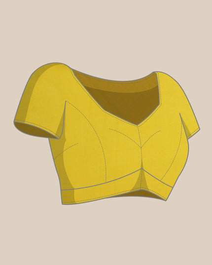 Women`s Bengal Tant Abhrak Work Design Handloom Cotton Saree With Blouse Piece (Yellow)