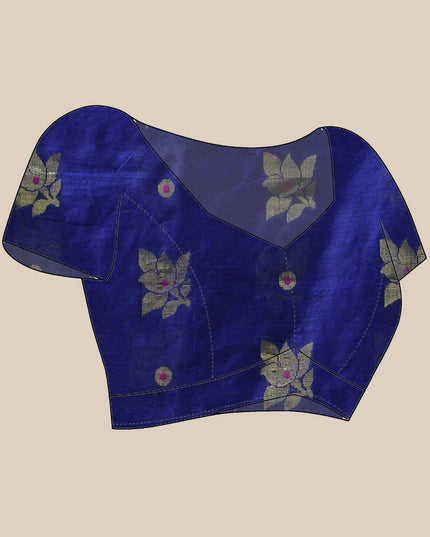 Cotton Silk Party Wear Saree Trendy Design Gulnaz Georgette Chiffon Cotton Saree (Dark Blue)