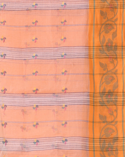 Women Tant cotton saree for woman party, wear handloom sarees for women cotton georgette chettinad cotton silk sarees for women latest, Vasantika design (Orange)