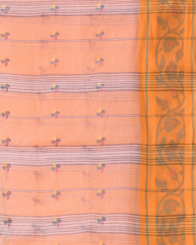 Women Tant cotton saree for woman party, wear handloom sarees for women cotton georgette chettinad cotton silk sarees for women latest, Vasantika design (Orange)