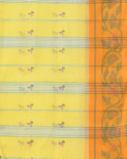 Women Tant cotton saree for woman party, wear handloom sarees for women cotton georgette chettinad cotton silk sarees for women latest, Vasantika design (Yellow)