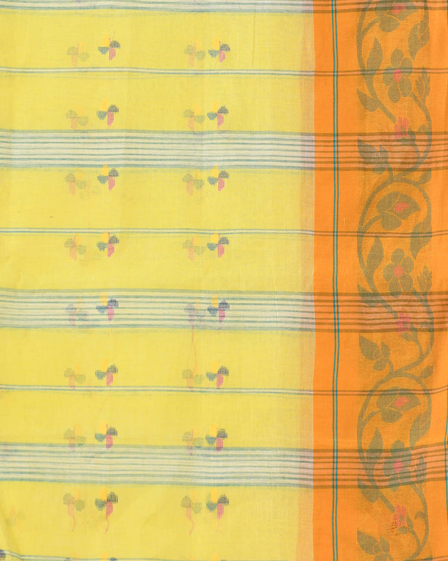 Women Tant cotton saree for woman party, wear handloom sarees for women cotton georgette chettinad cotton silk sarees for women latest, Vasantika design (Yellow)