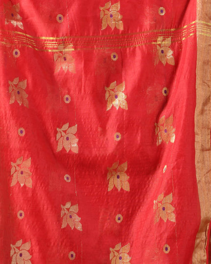 Cotton Silk Party Wear Saree Trendy Design Gulnaz Georgette Chiffon Cotton Saree (Red)