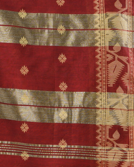 Women cotton silk tant handloom saree mysore party, wear sarees latest, design wedding, ready wear georgette chiffon saree soft silk cotton Taarini design sarees for women (Red)