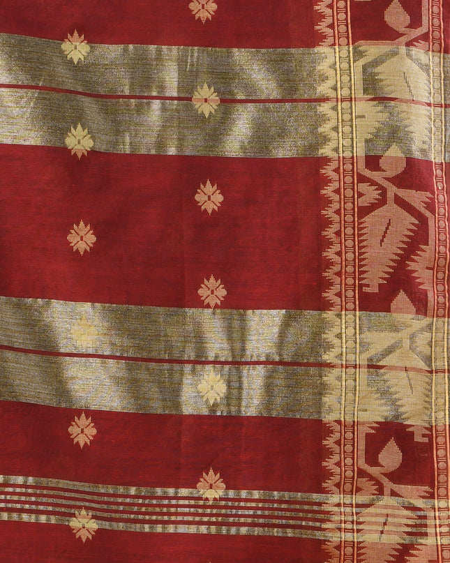 Women cotton silk tant handloom saree mysore party, wear sarees latest, design wedding, ready wear georgette chiffon saree soft silk cotton Taarini design sarees for women (Red)