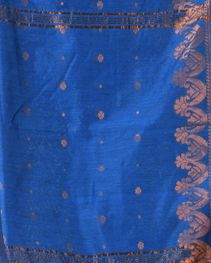 Women cotton silk tant handloom saree mysore party, wear sarees latest, design wedding, kanjivaram georgette chiffon saree soft silk cotton Senzia design sarees for women (Royal Blue)