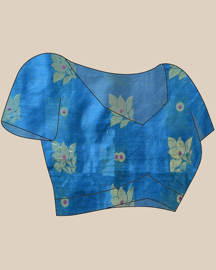 Cotton Silk Party Wear Saree Trendy Design Gulnaz Georgette Chiffon Cotton Saree (Royal Blue)