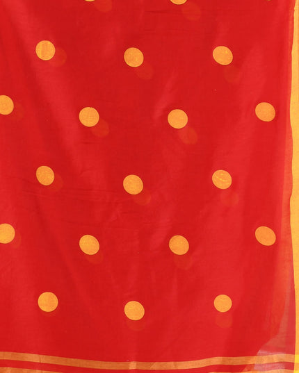 Women cotton handloom mulmul cotton sarees mul cotton sarees for women latest, Nazakat design batik print bandhani malmal linen office daily, party, wear sarees for women (Red Yellow)