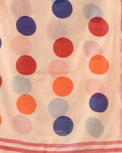 Women cotton handloom mulmul cotton sarees mul cotton sarees for women latest, Mohini design batik print bandhani malmal linen office daily, party, wear sarees for women (Off White Red)