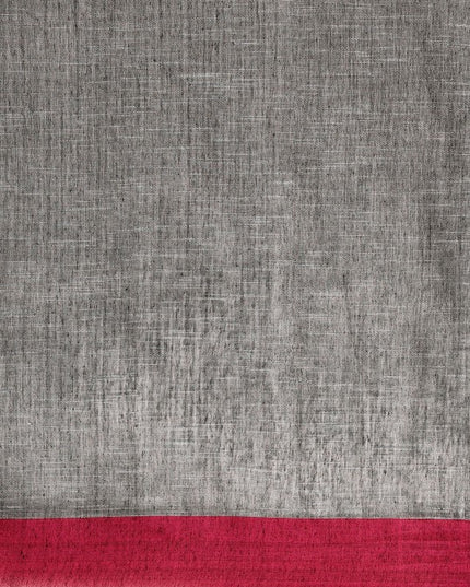 DESH BIDESH Charcoal Grey & Pink Geometric Design Pure Cotton Taant Saree