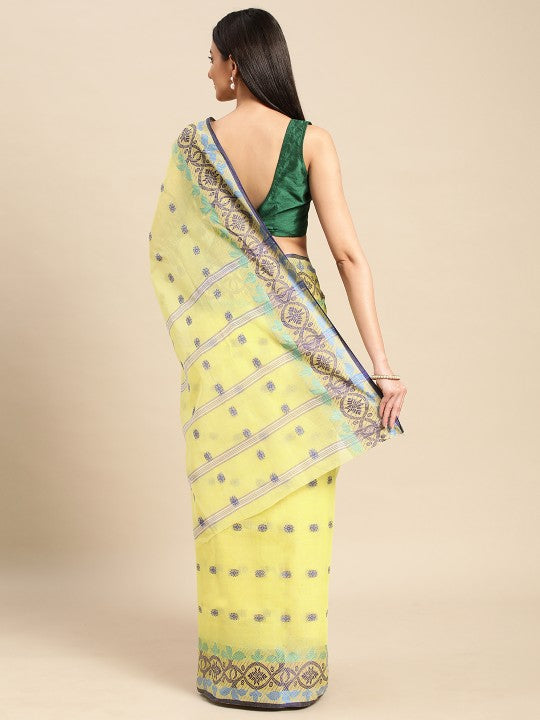 DESH BIDESH Ethnic Motifs Pure Cotton Taant Saree