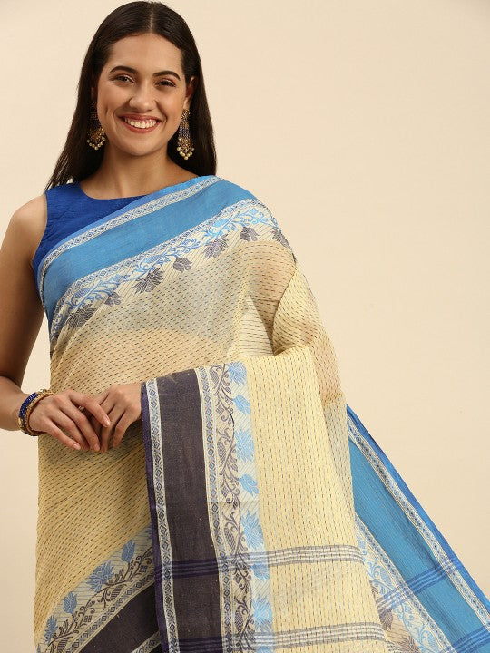 DESH BIDESH Woven Design Pure Cotton Taant Saree