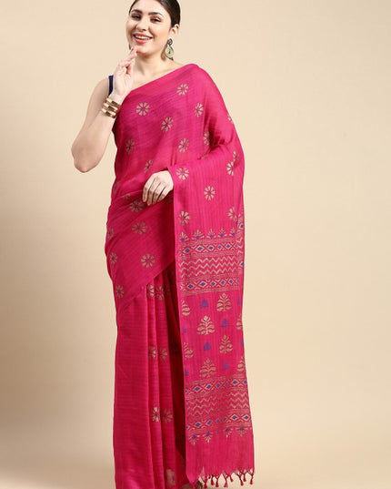 DESH BIDESH Woven Design Floral Pure Cotton Khadi Saree