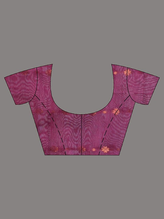 Exquisite Pink & Gold Woven Zari Pure Cotton Blend Saree with Intricate Floral Design