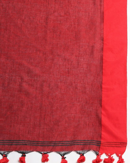 DESH BIDESH Embroidered Solid Pure Cotton Taant Saree