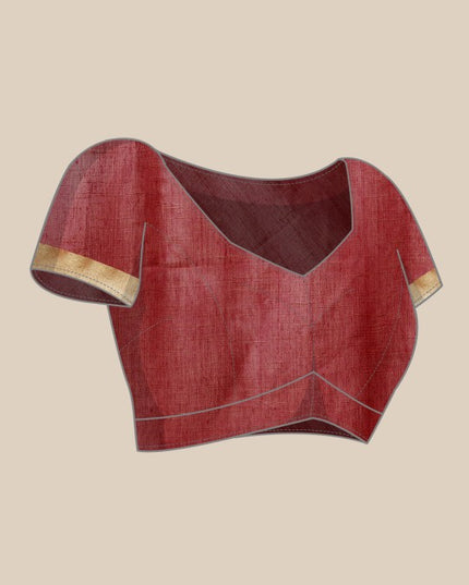 DESH BIDESH Maroon & Golden Ethnic Design Pure Cotton Taant Saree