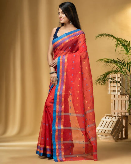 DESH BIDESH Ethnic Motifs Woven Design Pure Cotton Taant Saree