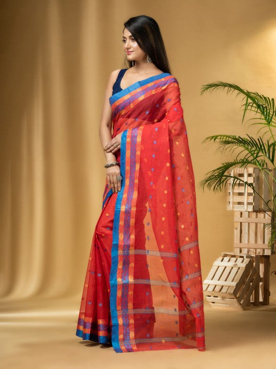 DESH BIDESH Ethnic Motifs Woven Design Pure Cotton Taant Saree