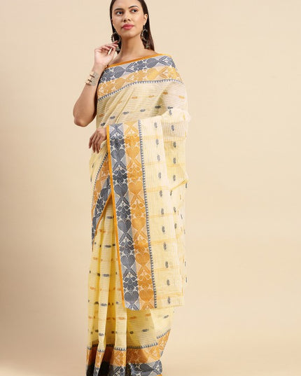 DESH BIDESH Woven Design Pure Cotton Taant Saree
