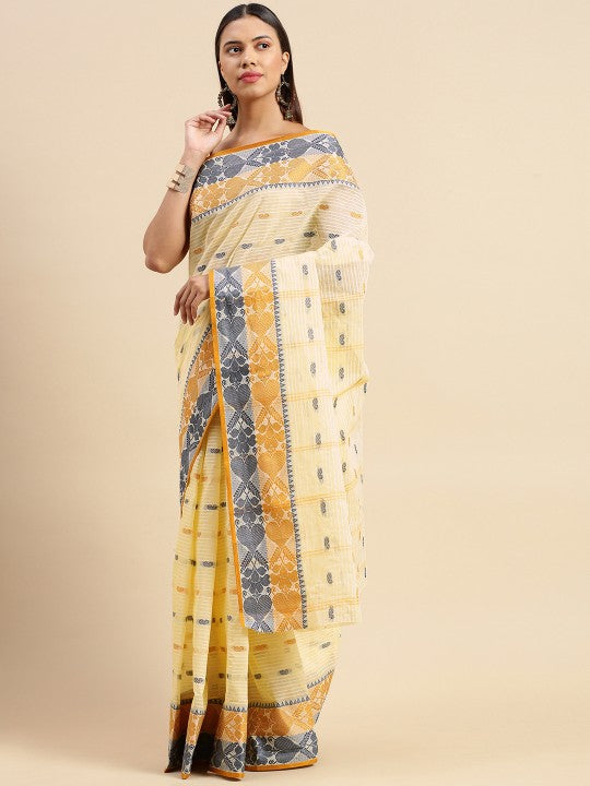 DESH BIDESH Woven Design Pure Cotton Taant Saree