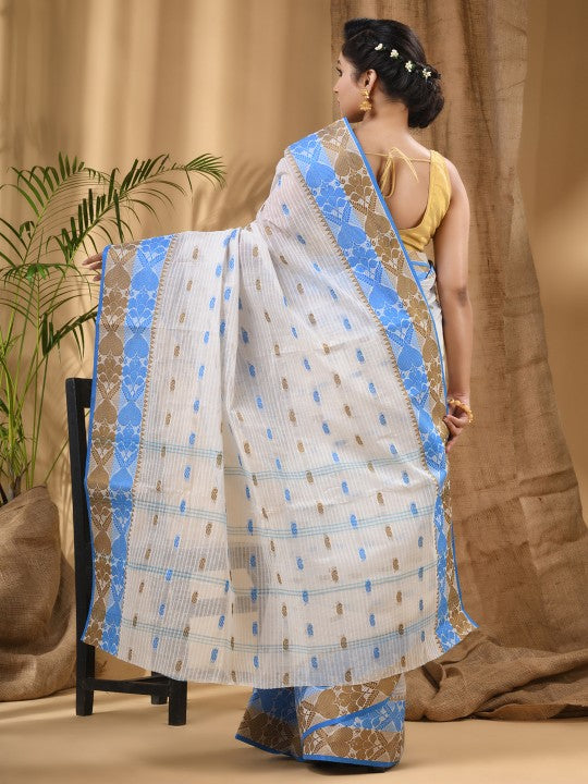 DESH BIDESH Ethnic Motif Woven Design Pure Cotton Taant Saree