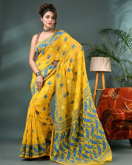 DESH BIDESH Woven Design Silk Cotton Jamdani Saree - Sarees for Women 35203832