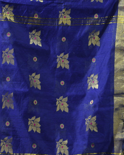 Cotton Silk Party Wear Saree Trendy Design Gulnaz Georgette Chiffon Cotton Saree (Dark Blue)