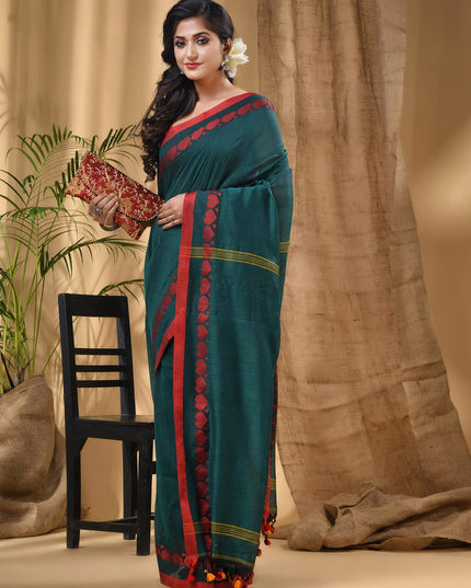 DESH BIDESH Ethnic Motifs Woven Design Pure Cotton Taant Saree