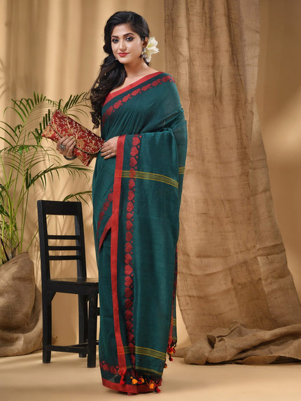 DESH BIDESH Ethnic Motifs Woven Design Pure Cotton Taant Saree