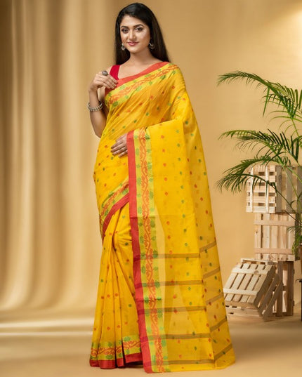 DESH BIDESH Ethnic Motifs Woven Design Pure Cotton Taant Saree